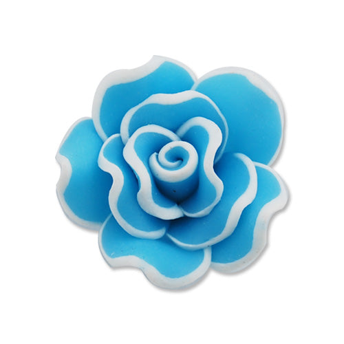 20MM HandMade And Flat Back Polymer Clay Flower Beads,Light Blue,Side Drilled Hole Size 2.5MM,Lead Free,Sold 100 PCS Per Package
