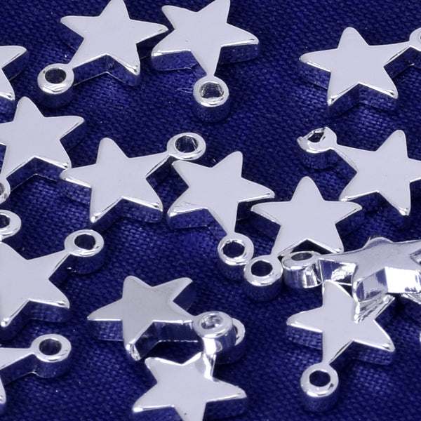 About 8*6mm tibetara® Brass Star Stamping Blank Metal charm Hand stamping Blanks for Jewelry Ready to Stamp plated silver 20pcs