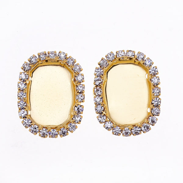 Claw chain base rhinestones with claw Long octagon cut Wedding dress accessory fit 10*14mm Rhinestone gold 20pcs 10179404