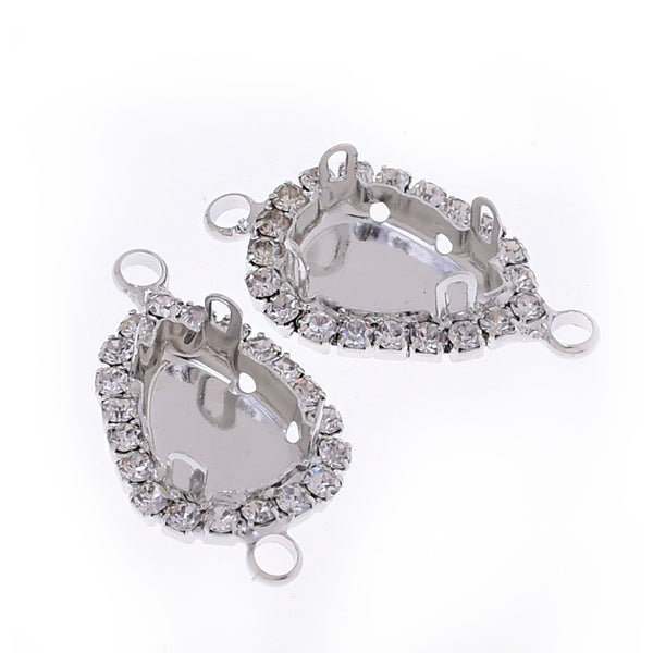 Single Row Crystal sew on Rhinestone Crystal Pendant Blank Drop Connector 2 Loop Pendant Base fit 10*14mm white K 20pcs 10181103