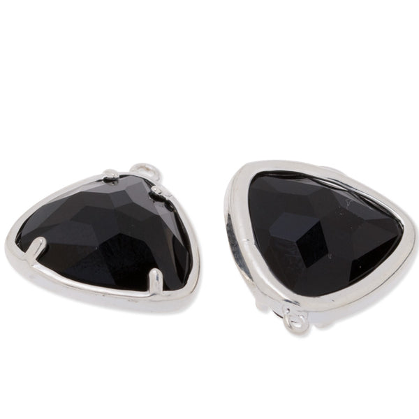 14.5x16mm framed glass,metal framed glass,Faceted glass,black,connectors,gemstone bezel,Sold 5pcs/lot