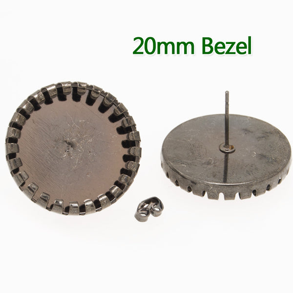 20MM Round Gun Metal Black Plated Stud Earrings Blank/Base,fit 20MM glass cabochons,buttons,sold 20pcs per lot