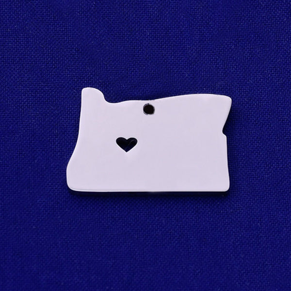 1 pcs about 21x16mm silver Stainless Steel map pendant Stamping blank Jewelry supplies Oregon-OR 18 Gauges