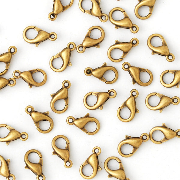 12mm Alloy Lobster Clasps Fastener Hooks Jewellery-making,antique bronze 100pcs